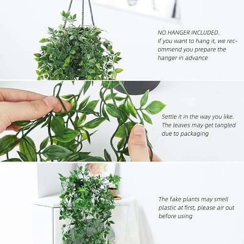 Whonline Fake Hanging Plants, Artificial Small Potted Plants for Indoor Outdoor Aesthetic Office Living Room Shelf Decor (1 Pack) thumbnail 4