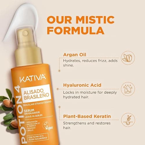 Kativa Brazilian Keratin Straightening Treatment with Hyaluronic Acid and Premium Serum – 12 Weeks Formaldehyde-Free Smoothing Treatment. All Hair Types. thumbnail 4