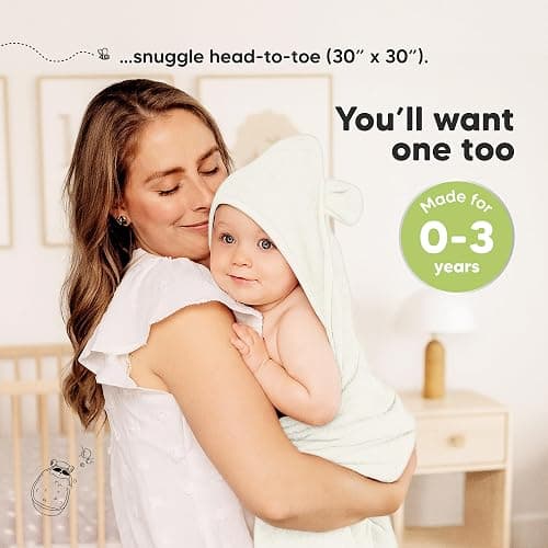 KeaBabies 2-Pack Hooded Baby Towels for Newborn - 30x30 Soft & Absorbent Viscose from Bamboo Baby Bath Towels with Hood for Infant, Toddler,Kids,Boys Girls,Newborn Bath Essentials (Graphite, Petite) thumbnail 3