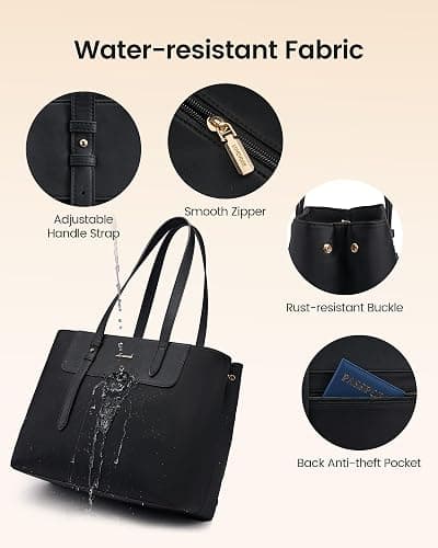 LOVEVOOK Laptop Tote Bag for Women 15.6 Inch, Water-Resistant Work Tote Bag Large Capacity Computer Bag Briefcase Handbag thumbnail 4