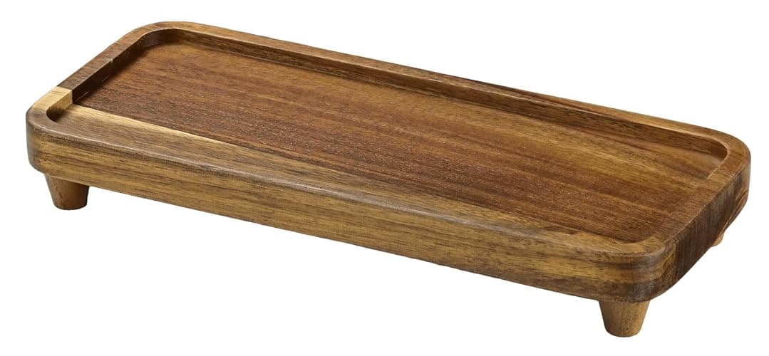 Janxin Bathroom Tray for Counter,Vanity Tray,Soap Dispenser Tray for Kitchen Sink, Kitchen and Home Decor (Acacia) - Image 1