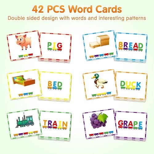 Vanmor 27 PCS Magnetic Wooden Alphabet Train Sets | ABC Letter Learning Toy Trains with 42 PCS Flash Cards, 1 Engine, 1 Storage Bag | Toddlers Kids Boys Girls Educational Toys for 3 4 5 6 7 Years Old thumbnail 8