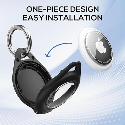 Waterproof Airtag Holder - 4 Pack Airtag Keychain Holder Compatible with Apple AirTags, Ultra Durable Anti-Scratches Protective Case with Keyring for Luggage, Backpack, Pet, Bag, Black thumbnail 3