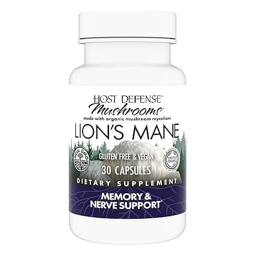 Host Defense Mushrooms Lion's Mane - Brain Health Support Supplement - Mushroom Supplement to Support Focus & Memory Function - Immune & Nervous System Support Supplement - 30 Capsules (15 Servings)* - Image 1