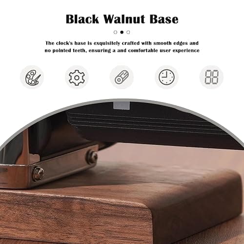 VBESTLIFE Retro Digital Flip Down Clock, Battery Powered Internal Gear Operated Clock, Classic Mechanical, Black Walnut Base, for Home & Office Decor(Black) thumbnail 5
