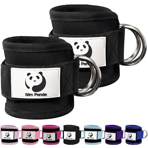 Slim Panda Ankle Straps for Cable Machine, Ankle Cuffs for Kickbacks, Glute Kickback Ankle Strap for Glute Workouts, Adjustable Leg Straps with D-Rings for Hip Abductors, Curls, Leg Extension - Image 1