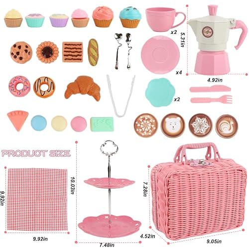 Viwulute Afternoon Tea Toys Set Pretend Play Food Toys for Toddler Girls, Party Tea Playset Toy Gifts for 3 4 5 6 Year Old Girl Boy Kids Toddlers thumbnail 3