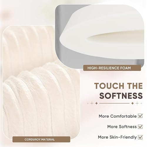 Homall 87” Boneless Sofa Couch with 2 Pillows Extra Deep Seats, Corduroy Fabric 3 Seater with Cup Holder & Storage Pocket Upholstered Floor Easy Installation (White, 3 Seater) thumbnail 7