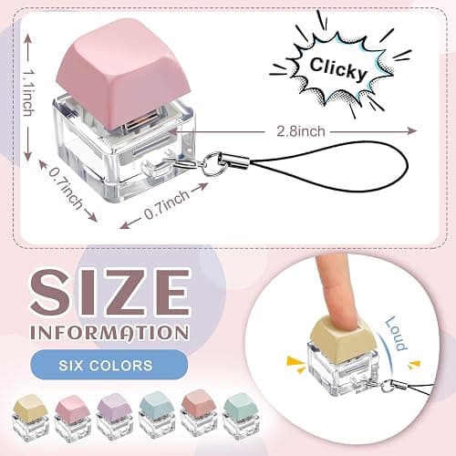 Taiyin 6 Pcs Keyboard Toy Clicker Keyboard Fidget Keychain Decompression Toys Button Stress Relief Gifts for Adult to Relief Stress Pass the Time (Nomal Style,Macaron Colors) thumbnail 2