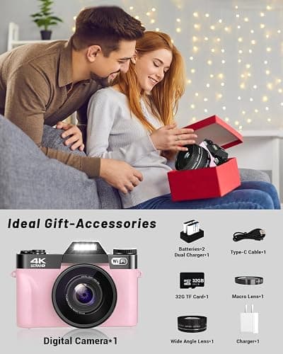 VJIANGER 4K Digital Camera, Vlogging Camera with WiFi & Flip Screen | 16X zoom, 52mm lens, flip screen for YouTube, travel and beginners, includes 32GB SD card thumbnail 2