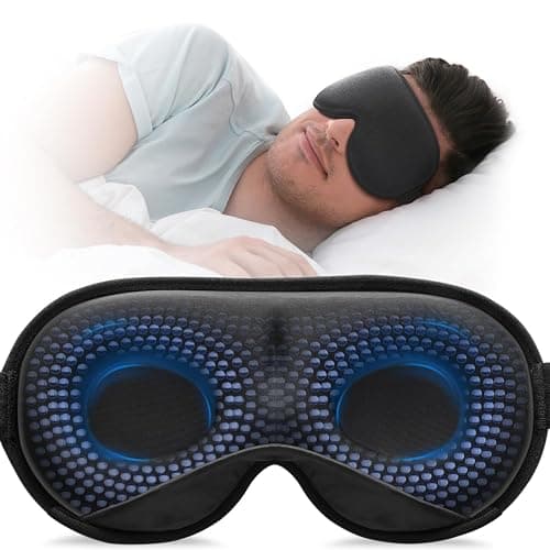 YFONG Weighted Sleep Mask, Women Men 3D Blocking Lights Sleeping Mask (4.2oz/120g), Pressure Relief Night Sleep Eye Mask with Adjustable Strap, Eye Cover Blindfold for Travel Nap Yoga, Black - Image 1