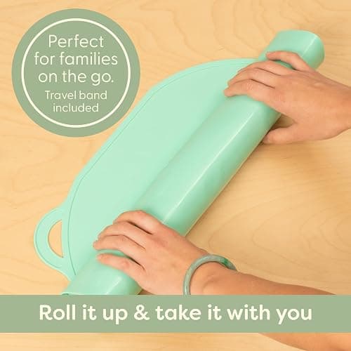 UpwardBaby Rectangular Silicone Toddler Placemat - Food-Catching Suction Table Mat, BPA-Free Baby-Led Weaning Supply, Easy-Clean Washable Mat, Gray thumbnail 7