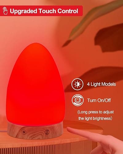 Red Light Night Light Lamp for Sleep, Red Nightlight Desk Lamp with 670nm Wavelength Multi-Color and Brightness Options Remote Control USB Charging Elegant Design thumbnail 3