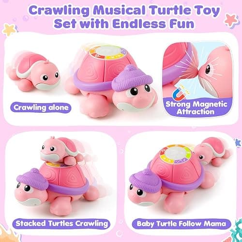 Baby Toys 6-12 Months, Musical Turtle Crawling Infant Toys for Tummy Time, Early Learning Educational Toys for 7 8 9 10 11 Months, Ideal Christmas Birthday Gifts for Boys & Girls Age 1 Years Old thumbnail 4