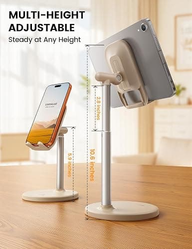 Lamicall Khaki Phone Stand Holder for Desk, Beige Office Desk Accessories | Boho Home Room Office Table Decor Supplies, Adjustable Desktop Cellphone Stand, Gifts for iPhone iPad Tablet Switch, 4-10" thumbnail 2