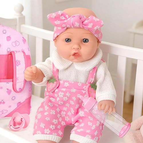 DONTNO 12" Baby Doll with Backpack Carrier in Gift Box,12 Inch Realistic Baby Dolls with Clothes and Accessories,Toy Pretend Play Collection for 3+ Child Girls Gifts thumbnail 2