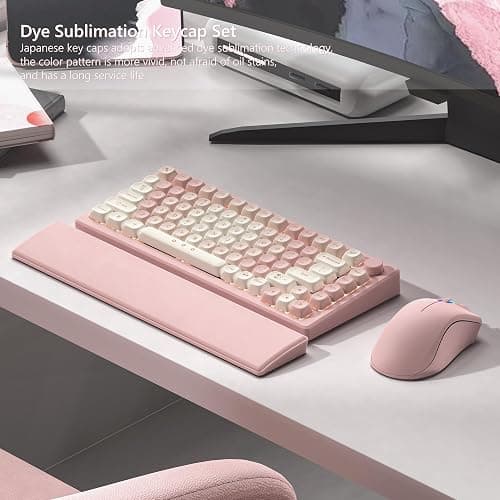 Womier Keycaps - Pink Cute PBT Keycaps MOA Key caps Set | Dye-Sublimation Custom Keyboard Caps for 61/64/68/84/87/100/104/108 Cherry MX Mechanical Keyboard (Pink) thumbnail 3