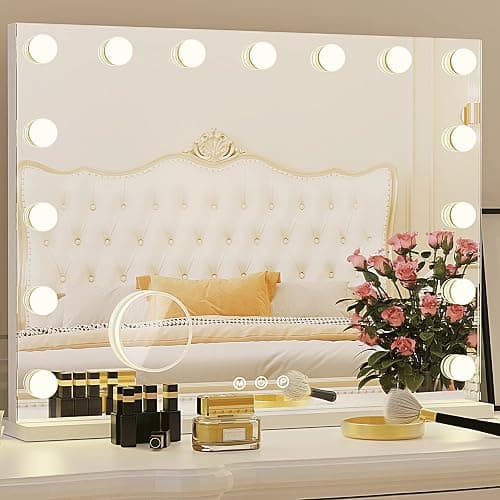 ZazaFi Hollywood Vanity Mirror, 15 Led Bulbs，3 Color Lights，Beautiful Make Up Lighted Mirror, Aluminum Metal Frame（23" x 18"） - Image 1