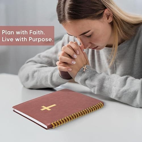 2026 Christian Planner, Bible Planner & Prayer Journal A5 Spiral Bound, Weekly & Monthly Faith Planning for Women & Men (Brown) thumbnail 7