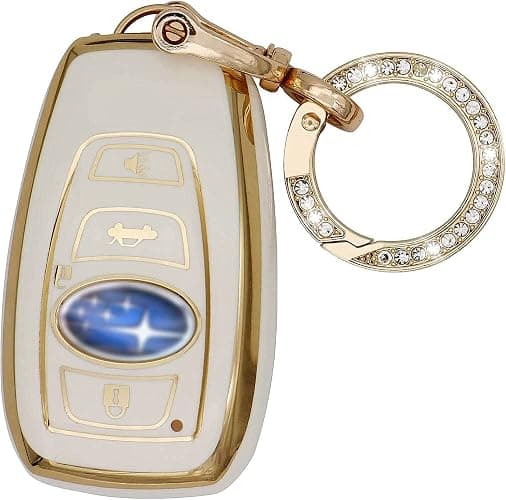 Elegananccy for Subaru Key Fob Cover, Soft Full Protection Key Case Shell with Keychain Compatible with Ascent BRZ Crosstrek Forester Impreza Legacy Outback WRX STI (White) - Image 1
