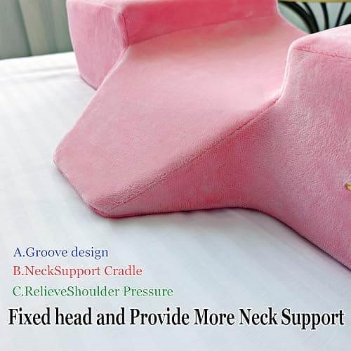 Puransen Lash Bed Pillow with Neck & Back Support - Curved Memory Foam Beauty Pillow for Eyelash Extensions & Salon Services, Two Pockets for Tools on The Sides of Removable Velvet Pillowcase (Pink) thumbnail 6