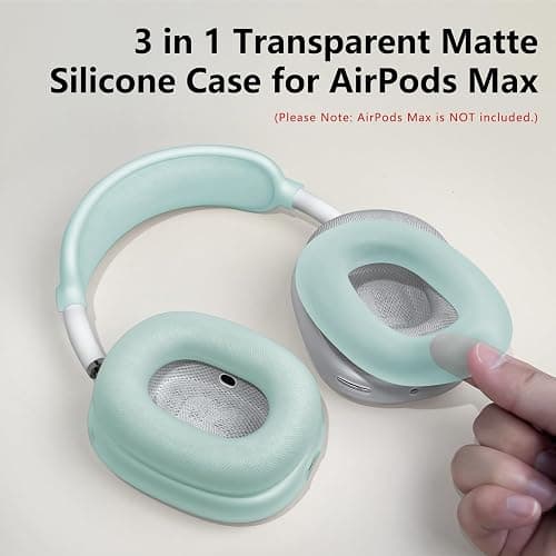 Silicone Case Cover for AirPods Max Headphones, Ear Pad Case Cover/Ear Cups Cover/Headband Cover for AirPods Max (USB-C/Lightning)(2024/2020), Soft Skin Accessories for Apple AirPod Max, Foggy Blue thumbnail 2