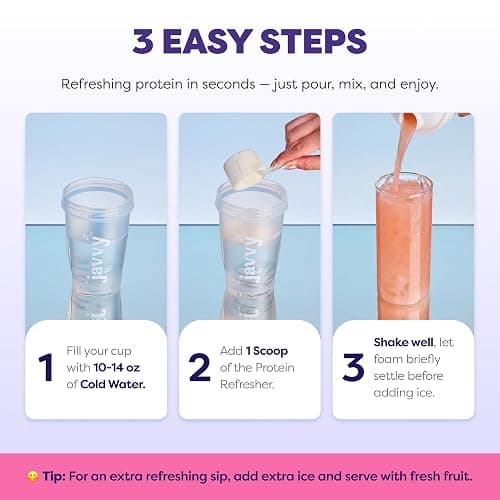 Javvy Clear Protein Powder with Clear Whey Protein, Strawberry Lemonade | 10g Whey Protein & Collagen Peptides, Electrolyte Powder, Natural Flavors, 0g Sugar, 3g Fiber, 45mg Caffeine thumbnail 3