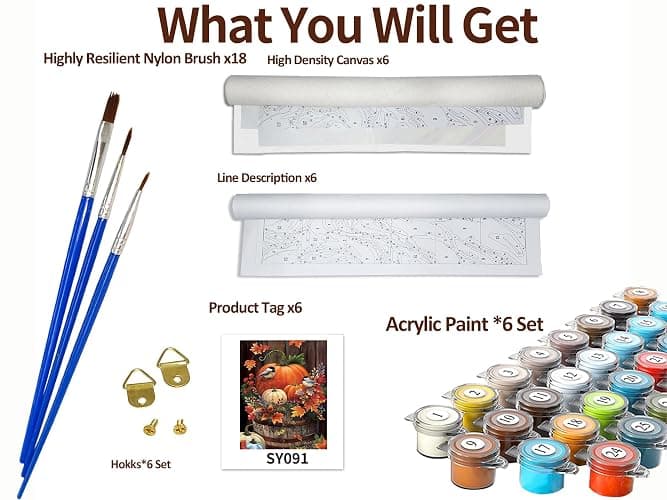 6 Pack Paint by Number for Adult Kits, JATOK 6 Sets Independent of Pigments DIY Landscape Oil Painting by Number Kits on Canvas for Adults Beginners for Home Wall Decoration 12 x 16in/30x40cm,Independent packaging Without Frames thumbnail 7