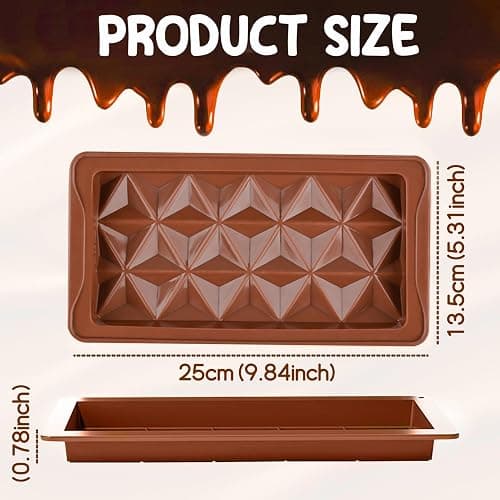 YONEEKSS 2PCS Chocolate Moulds, Silicone Deep Dubai Viral Chocolate Moulds with Spatula for Filling Pistachio Cream Butter, Candy Thick Moulds Reusable DIY Baking Molds thumbnail 3