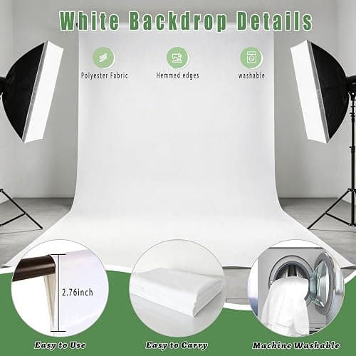 White Photo Backdrop for Photoshoot, White Photography Backdrop for Portraits, Fabric Background for Product Photography and Video Creation 10FTx10FT thumbnail 6
