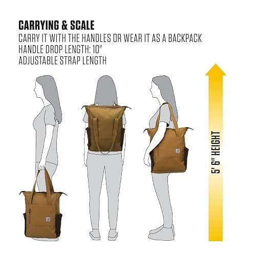 Carhartt Classic Convertible Backpack Tote, Durable Water Repellent Material W/ 17" Laptop Sleeve, Port thumbnail 7