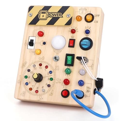 Busy Board【Plus Version】 with 23 Led Light,Montessori Toys for 1+ Year Old,Sensory Toys for Fine Motor Skills, Gifts & Travel Toys f or Toddlers 1-3 - Clocks Busy Board - Image 1