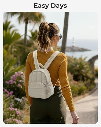 BAGSMART Mini Backpack for Women, Lightweight Puffer Small Backpack Purse, Quilted Casual Travel Daypack, Cute Water-Resistant Bookbag for Daily, Black thumbnail 9