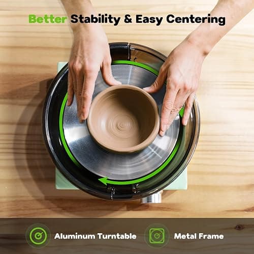 Alldeer Mini Pottery Wheel for Kids, Beginners, Adults, All-in-one Kit | 6" Clay Wheel, Two-Way Rotation, Adjustable Speed, Removable Splash Tray, 18PCS Sculpting Tools, Gift for Teens Girls Boys thumbnail 3