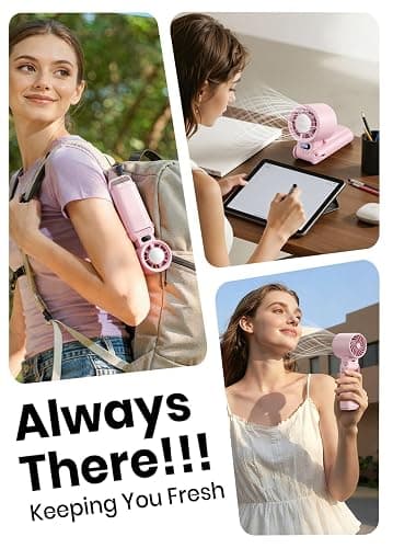 Deyhoc Portable Handheld Turbo Fan, 1-199 Speed Adjustable, Pink thumbnail 5
