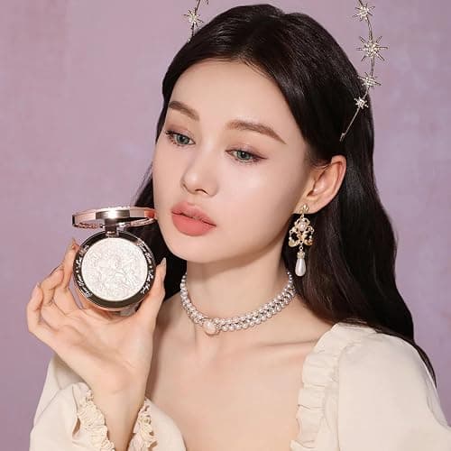 Flower Knows Little Angel Embossed Highlighter - Moonlight White Highlighter Powder,Long-Lasting Moonlight Glow,Creamy White&Subtle Warm Shimmer,Velvet & Weightless Finish(L03 Chanting Anthem) thumbnail 6