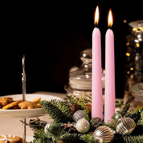 KONNI 0.87×10 Inch Pink Taper Candles, Unscented and Smokeless Tall Candlesticks, 10 Pack Tapered Candles with Cotton Wicks, Long Burning, Ideal for Weddings, Dinner Parties, and Home Décor thumbnail 6