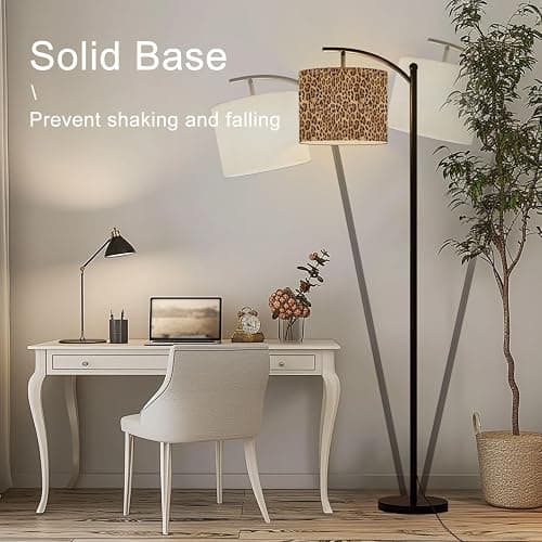 BVCAHSAW Arc Floor Lamp Leopard Seamless Pattern Animal Print Modern Tall Standing Lamp Dimmable with Remote Adjustable Drum Shade Footswitch for Living Room Bedroom Office thumbnail 5