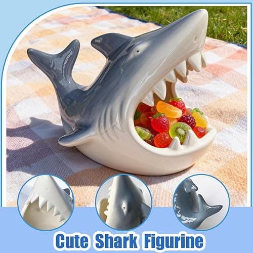 Shark Shaped Ceramic Bowl, Cute Ocean-Themed Storage Container, Versatile Organizer for Jewelry, Candy, Snacks thumbnail 5
