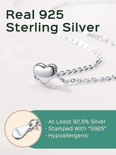 ChicSilver Personalized 925 Sterling Silver Dainty Small Heart/Star/Moon/Dot/Triangle Pendant Necklace for Women, Silver/Gold/Rose Gold/Black (with Gift Box) thumbnail 4