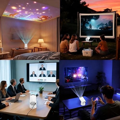 SGV Smart Mini Projector for Bedroom, 4K Support, Portable Outdoor Projector with Android 12, WiFi and Bluetooth 5.2, Auto Keystone, for Home Theater Outdoor Movie thumbnail 6