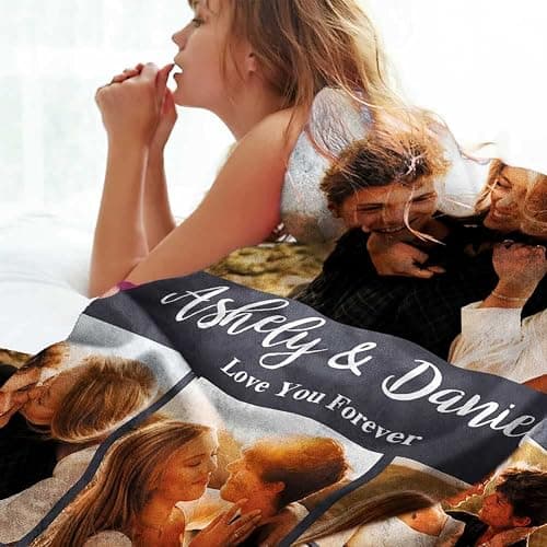 DayOfShe Ships Next Day, Personalized Blankets for Couples Photo Blankets for Girlfriend Boyfriend, Custom Blankets Flannel Blanket for Boyfriend Birthday Gift thumbnail 6
