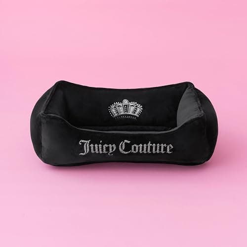 Juicy Couture Crown Bling Black Pet Bed for Dogs and Cats - Small 24" x 14" x 8" thumbnail 6
