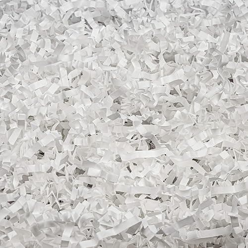 Sukh Crinkle Cut Paper Shreded - Mother's Day Paper Shred Filler as Confetti Paper Stuffing Baskets Filler for Cute Easter Wedding Birthday Decorative Craft Box Bags Wrapping Supplies 4.9OZ (White) - Image 1