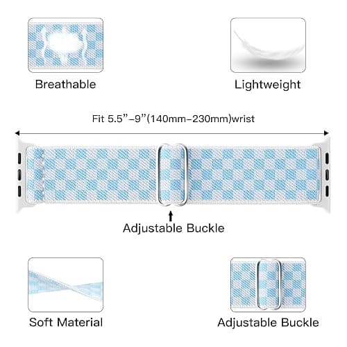 MITERV Stretchy Nylon Loop Bands Compatible with Apple Watch 38mm 40mm 41mm 42mm 44mm 49mm 46mm Adjustable Soft Elastics Strap Compatible with Apple Watch SE Ultra iWatch Series 10/9/8/7/6/5/4/3/2/1 Women Men thumbnail 2