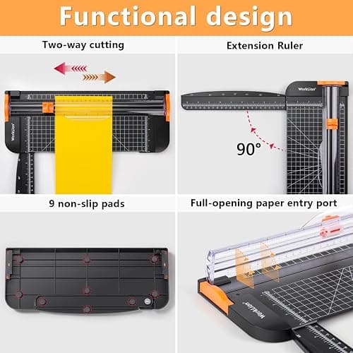 WORKLION Paper Cutter - A4 Paper Craft Cutter with Security Blade for Cut Gift Card, Coupon, Label, Cardstock, Photo, 12 inch Black Office Paper Trimmer - paper trimmer B - Paper Trimmer Black thumbnail 4