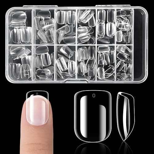 krofaue Kids Nail Tips - Children Square Clear Press On Nails | 240pcs 10 Sizes Little Girls Soft Gel Tips Extensions for DIY Decoration 9-12 years old - Image 1