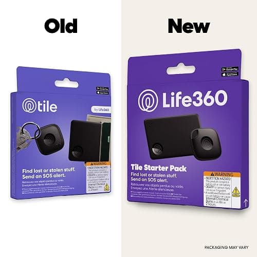 Life360 Tile Starter Pack - Bluetooth Trackers and Item Finders for Keys, Wallets & More. Both iOS and Android Compatible. Phone Finder. 2-Pack (Black Mate/Slim) thumbnail 2