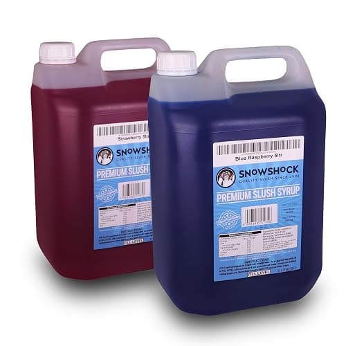 SnowShock 2 x 5ltr Slush Syrup - Concentrate Dilute for Ice/Slushy Machine | Flavoured Slushie Maker (Strawberry & Blue Raspberry) - Image 1