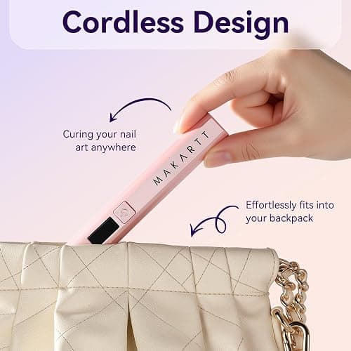 Makartt Handheld UV Light for Gel Nails - Portable Mini UV LED Nail Lamp Lumière Nail Dryer Fast Drying for Curing Nail Art Polish Rechargeable USB Nail Light with LCD 2 Timer for DIY Salon (Pink) thumbnail 7